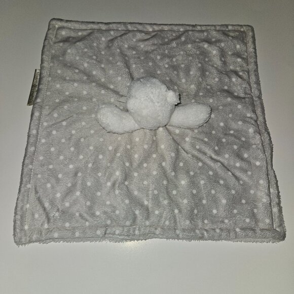 Blankets & Beyond Gray White Teddy Bear Lovey Fleece Plush Baby Toy Polka Dots - Picture 5 of 10